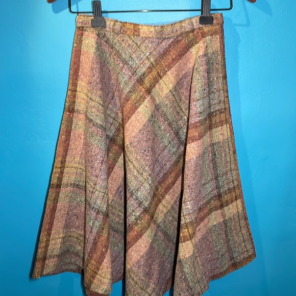 Vintage Other - Unique Diagonal plaid VINTAGE 80s circle skirt girls 12